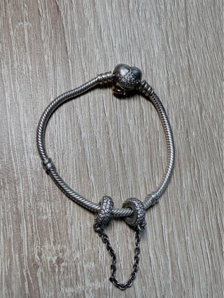 Pulsera Pandora Original con Cadena Seguridad