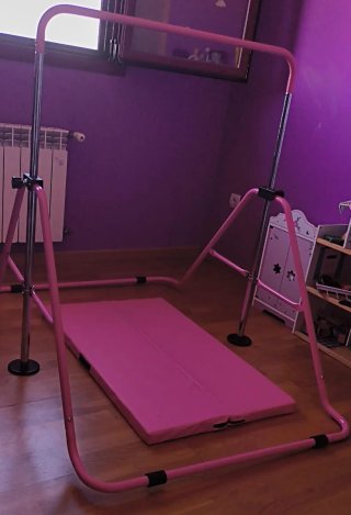 Barra gimnasia ajustable + colchoneta rosa