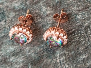Pendientes oro imitacion con piedras multicolor