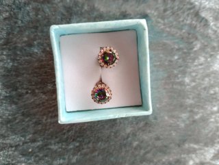 Pendientes oro imitacion con piedras multicolor