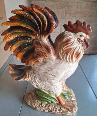 Scultura gallo in ceramica