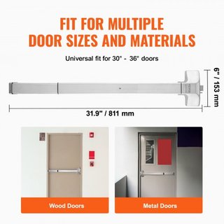 Barras de Empuje para Puertas, Barras de Pánico de Acero Inoxidable para Puertas de Salida, con Palanca Exterior y 3 Llaves, Dispositivo de Salida de Emergencia para Puertas de Metal y Madera, par...