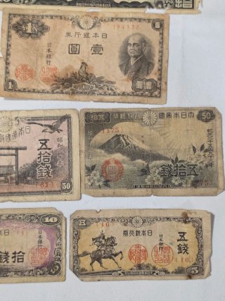 Lotto di Banconote Giapponesi Storiche della WWII