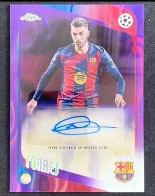 Carta autografata Ferran Torres Topps Chrome 49/75