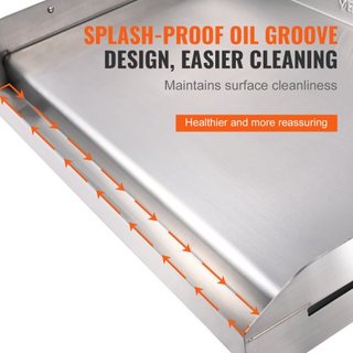 Plancha para Estufa, 23.5"x16" Plancha de Acero Inoxidable Pre-Sazonada, Sartén Rectangular para Doble Quemador, Utensilio de Cocina Familiar Antiadherente con Mangos y Canal de Aceite, para BBQ, ...