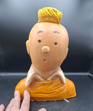 Busto vintage de Tintín en Estuco Pintado