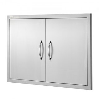 Puerta de Acceso para BBQ, Puerta Doble para Cocina Exterior de 838x558 mm, Puerta de Montaje Flush de Acero Inoxidable, Puerta Vertical de Pared con Manijas, para Isla de BBQ, Estación de Asado, ...