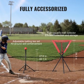 Red de práctica de béisbol y softbol de 7x7 pies, red de entrenamiento portátil para bateo, atrapada y lanzamiento, equipo de béisbol de respaldo con marco de arco, bolsa de transporte, zona de st...