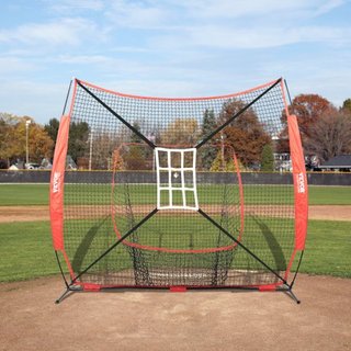 Red de práctica de béisbol y softbol de 7x7 pies, red de entrenamiento portátil para bateo, atrapada y lanzamiento, equipo de béisbol de respaldo con marco de arco, bolsa de transporte, zona de st...