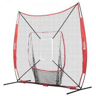 Red de práctica de béisbol y softbol de 7x7 pies, red de entrenamiento portátil para bateo, atrapada y lanzamiento, equipo de béisbol de respaldo con marco de arco, bolsa de transporte, zona de st...