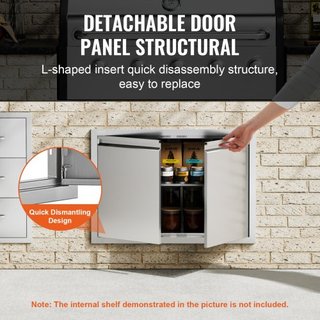 Puerta de Acceso para BBQ, Puerta Doble para Cocina Exterior de 762x532 mm, Puerta de Montaje Flush de Acero Inoxidable, Puerta Vertical de Pared con Mangos Rehundidos, para Isla de BBQ, Estación ...