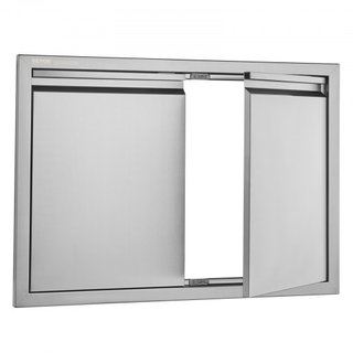 Puerta de Acceso para BBQ, Puerta Doble para Cocina Exterior de 762x532 mm, Puerta de Montaje Flush de Acero Inoxidable, Puerta Vertical de Pared con Mangos Rehundidos, para Isla de BBQ, Estación ...