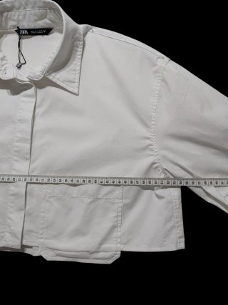Zara Camisa Corta Oversize Algodón Talla S
