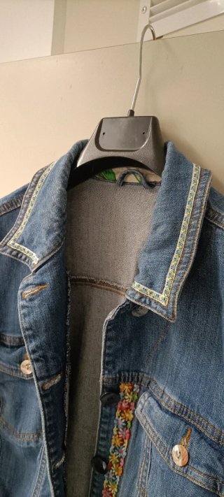 Giacca jeans donna con ricami