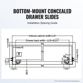 6 Pares de Rieles de Montaje Lateral para Cajones de 533.4mm, Riel de Acero de Extensión de Rodamiento de Bolas de Alta Resistencia, Guías Silenciosas de Cierre Suave para Gabinetes de Cocina con ...