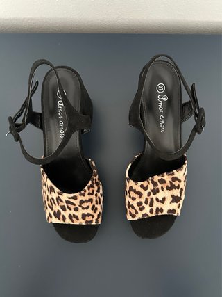 Sandalias Animal Print Tacón Plataforma
