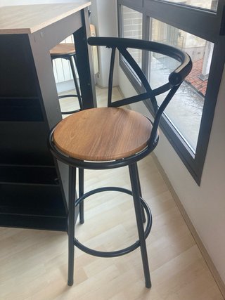 Mesa alta bar negra con 2 taburetes Gifu