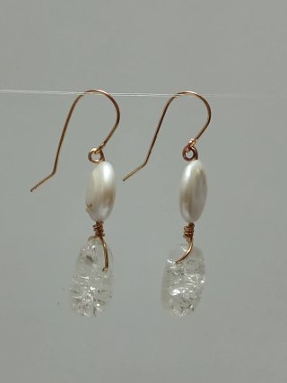 Pendientes Perlas Luna y Cristal vitrificado