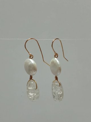 Pendientes Perlas Luna y Cristal vitrificado