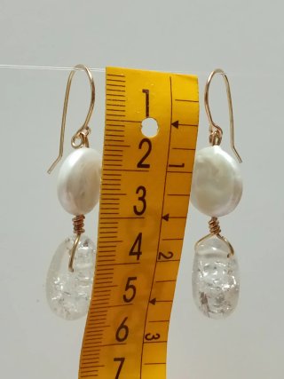 Pendientes Perlas Luna y Cristal vitrificado