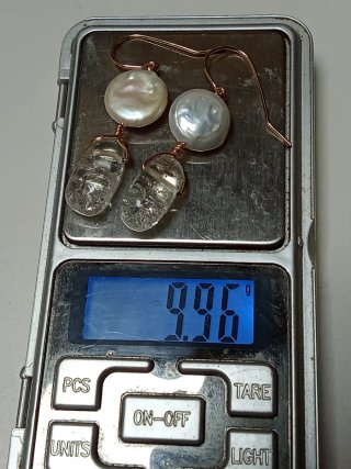 Pendientes Perlas Luna y Cristal vitrificado