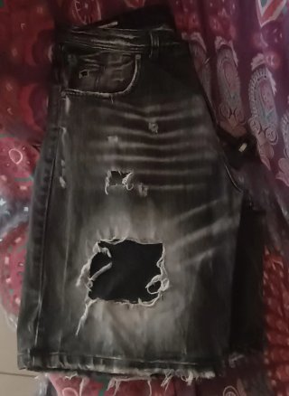 Pantaloncini jeans uomo grigi strappati