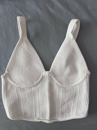 Top de punto Bershka blanco talla s