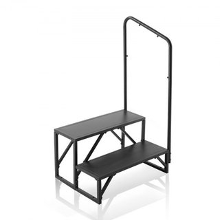 Escalones RV, Escaleras RV de 2 Pasos, Capacidad de Carga de 440 LBS/199.6 kg, Acero Carbono Reforzado, Con Pasamanos, Pasos Antideslizantes para Entrada y Salida Segura, Adecuado para RV, Remolqu...