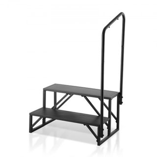 Escalones RV, Escaleras RV de 2 Pasos, Capacidad de Carga de 440 LBS/199.6 kg, Acero Carbono Reforzado, Con Pasamanos, Pasos Antideslizantes para Entrada y Salida Segura, Adecuado para RV, Remolqu...