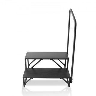 Escalones RV, Escaleras RV de 2 Pasos, Capacidad de Carga de 440 LBS/199.6 kg, Acero Carbono Reforzado, Con Pasamanos, Pasos Antideslizantes para Entrada y Salida Segura, Adecuado para RV, Remolqu...