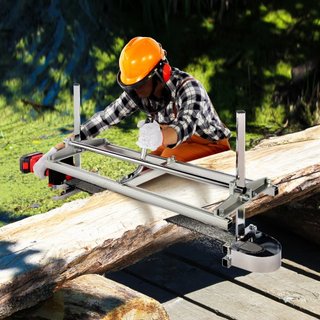 Sierra de cinta portátil 35.6cm-91.4cm Barra guía de acero galvanizado, planking de motosierra, grosor de 0.5cm-30cm, sierra de corte transversal de madera para constructores y carpinteros, plata