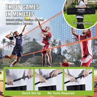 Red de Voleibol de 4 Vías, Conjunto de Red de Badminton de Altura Ajustable para Patio, Playa y Césped, Red de Voleibol Portátil para Exterior con Bolsa de Transporte, Conjunto de Juego Cuadrado d...