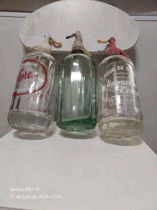Lote 3 sifones antiguos vidrio