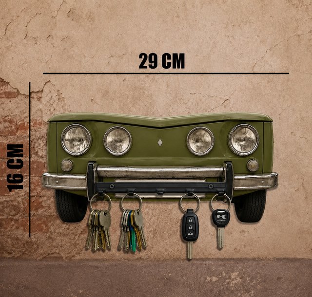 Cuelga llaves RENAULT 8 TS Verde 29X16 MADERA