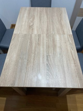 Mesa comedor con tabla extraible y 6 sillas