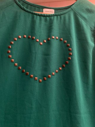 Vestido verde verano corazón tachuelas