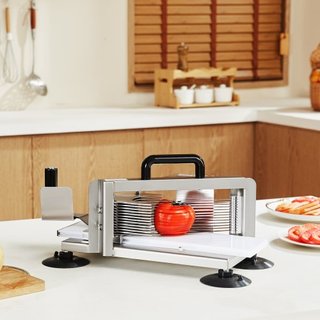 Cortador de Tomates Comercial, Cortador de Tomate de 3/16 de pulgada, Máquina Cortadora de Tomate de Acero Inoxidable de Alta Resistencia, Cortador de Tomate Manual con Pies Antideslizantes, para ...