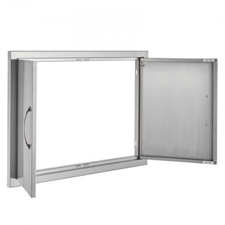 Puerta de Acceso para BBQ, Puerta Doble para Cocina Exterior de 774x533 mm, Puerta de Montaje Flush de Acero Inoxidable, Puerta Vertical de Pared con Manijas, para Isla de BBQ, Estación de Asado, ...