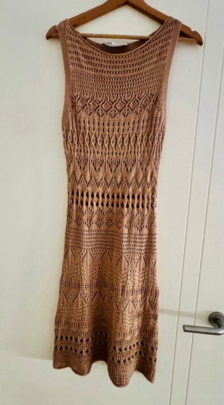 Vestido Zara calado beige Talla S/M