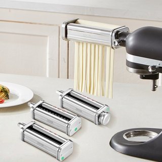 Accesorio de Pasta para Batidora de Pie KitchenAid, Juego de Cortadores de Pasta de Acero Inoxidable que Incluye Rodillo de Pasta, Cortador de Espagueti y Fettuccine, 8 Niveles de Grosor Ajustable...