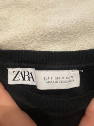 Top Zara Negro Manga Corta