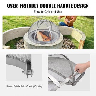 Tapa de Chispas para Fogata, Diámetro de 30", Cubierta Redonda para Anillo de Fogata al Aire Libre, Accesorios de Cubierta de Metal para Fogata, Cubiertas de Anillo de Acero Inoxidable de Fácil Ap...