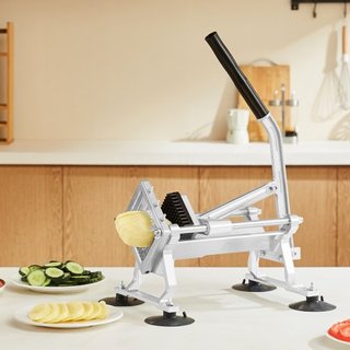 Cortadora de Verduras Comercial, Cortadora de Frutas de 1/4 de Pulgada, Máquina Cortadora de Verduras de Acero Inoxidable y Aleación de Aluminio, Cortadora Manual con Pies Antideslizantes, para Rá...