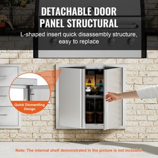 Puerta de Acceso para BBQ, Puerta Doble para Cocina Exterior de 660x610 mm, Puerta de Montaje Flush de Acero Inoxidable, Puerta Vertical de Pared con Mangos Rehundidos, para Isla de BBQ, Estación ...