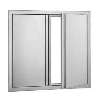 Puerta de Acceso para BBQ, Puerta Doble para Cocina Exterior de 660x610 mm, Puerta de Montaje Flush de Acero Inoxidable, Puerta Vertical de Pared con Mangos Rehundidos, para Isla de BBQ, Estación ...
