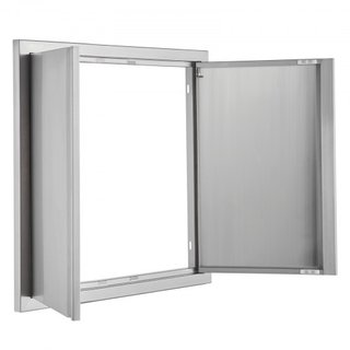 Puerta de Acceso para BBQ, Puerta Doble para Cocina Exterior de 660x610 mm, Puerta de Montaje Flush de Acero Inoxidable, Puerta Vertical de Pared con Mangos Rehundidos, para Isla de BBQ, Estación ...
