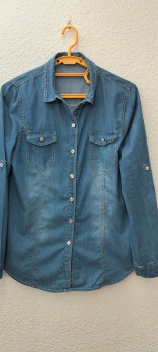 Camisa vaquera fina Miss manga abotonada