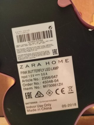 Lámpara Mariposa Zara Home