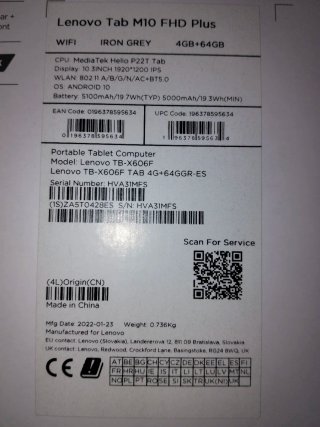 Lenovo Tab M10 FHD Plus Tablet
