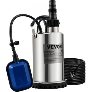 Bomba de Agua Sumergible, 550W 9500L/H, con Cable de 10 m y Interruptor de Flotador Automático, Acero Inoxidable Portátil para Áreas Inundadas Limpias, Piscinas, Jacuzzis, para Riego